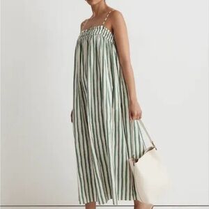 Madewell Striped Poplin Midi Dress with Spaghetti Straps